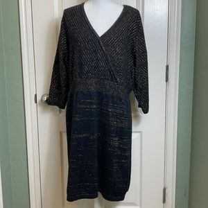 Lane Bryant Black & Gold Sweater Dress sz 22 / 24